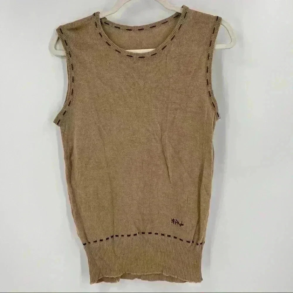 Pringle‎ Embroidered Logo Lightweight Wool Sleeveless Vest Top Size Small